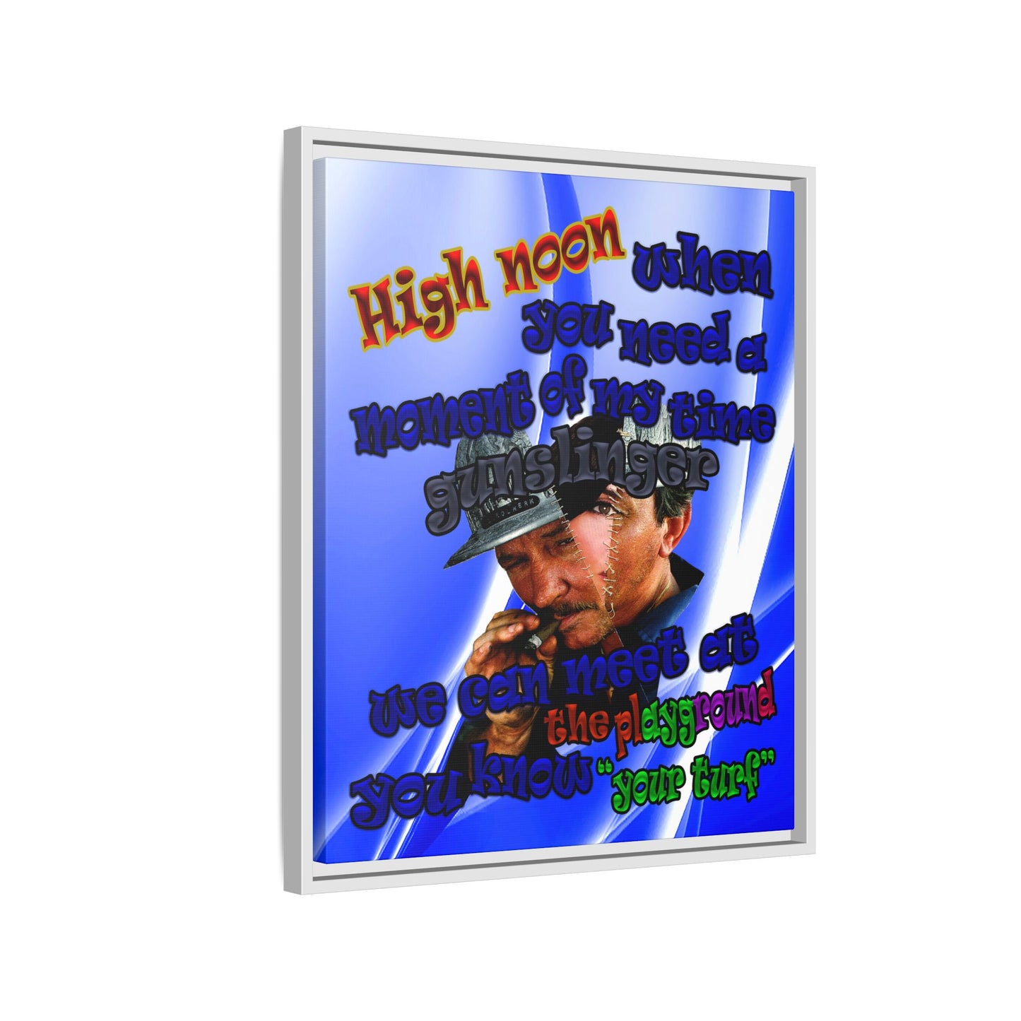 high noon - framed canvas art (blue-white wave)