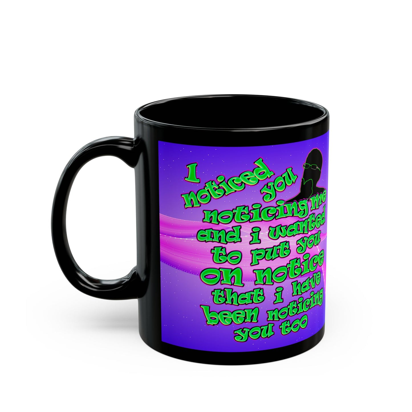 noticed you noticing - Black Mug (purple-pink wave)