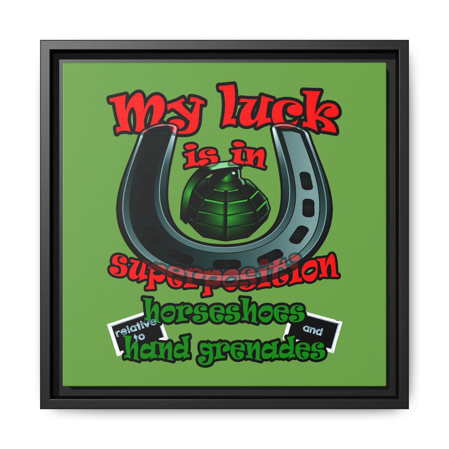 my luck - framed canvas art (green)
