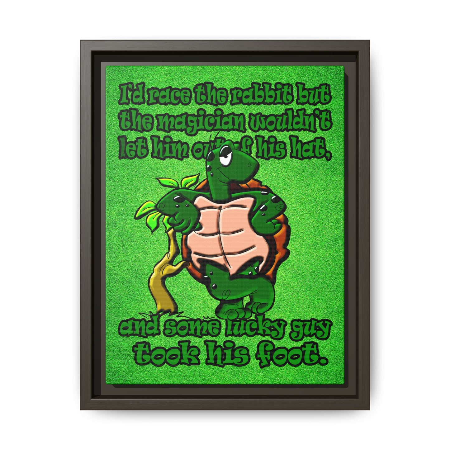 turtle race - framed canvas art (green turf)
