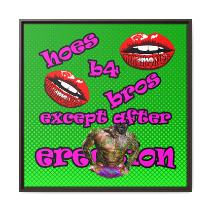 hoes b4 bros - framed canvas art (logo green)