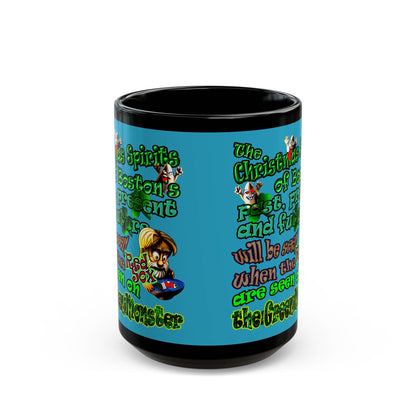 christmas spirits of boston - Black Mug (turquoise)