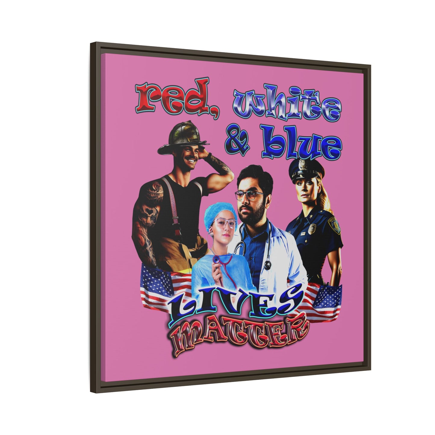 rw&b lives matter - framed canvas art (light pink)