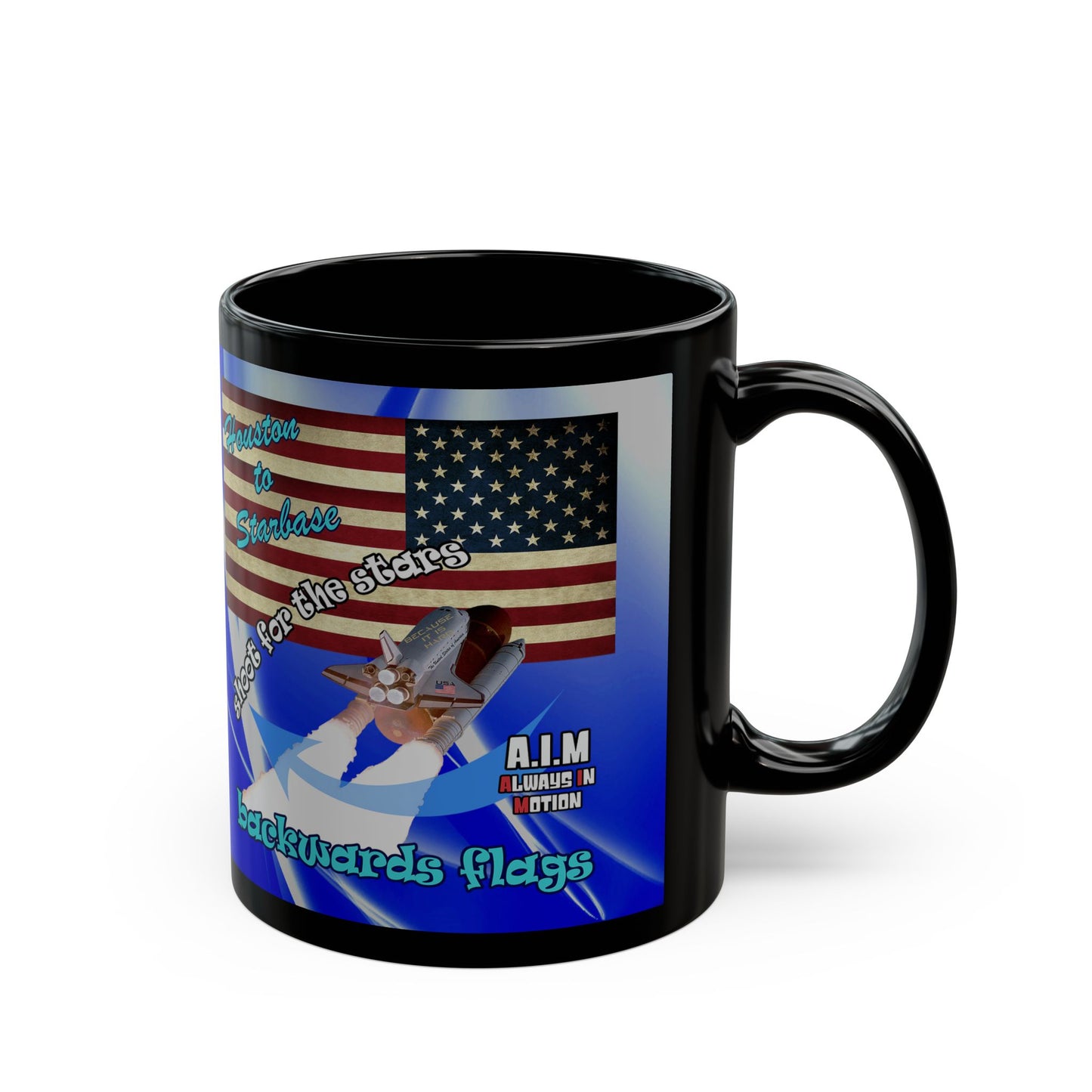 shoot for the stars - Black Mug (blue-white wave)