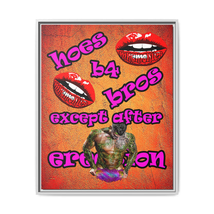 hoes b4 bros - framed canvas art (burnt orange)