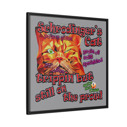 schrodinger's cat - framed canvas art (grey)