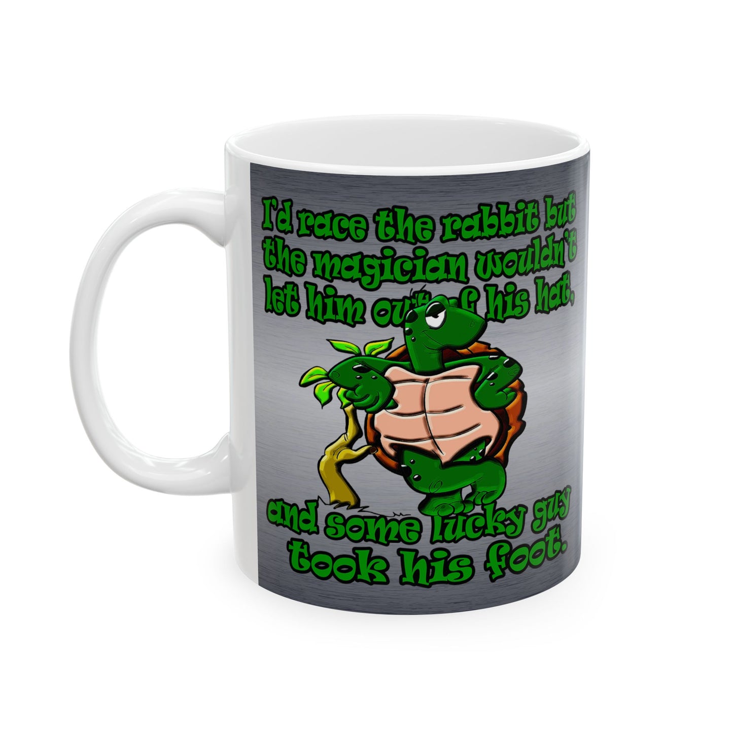 turtle race - White Mug (brushed nickel)