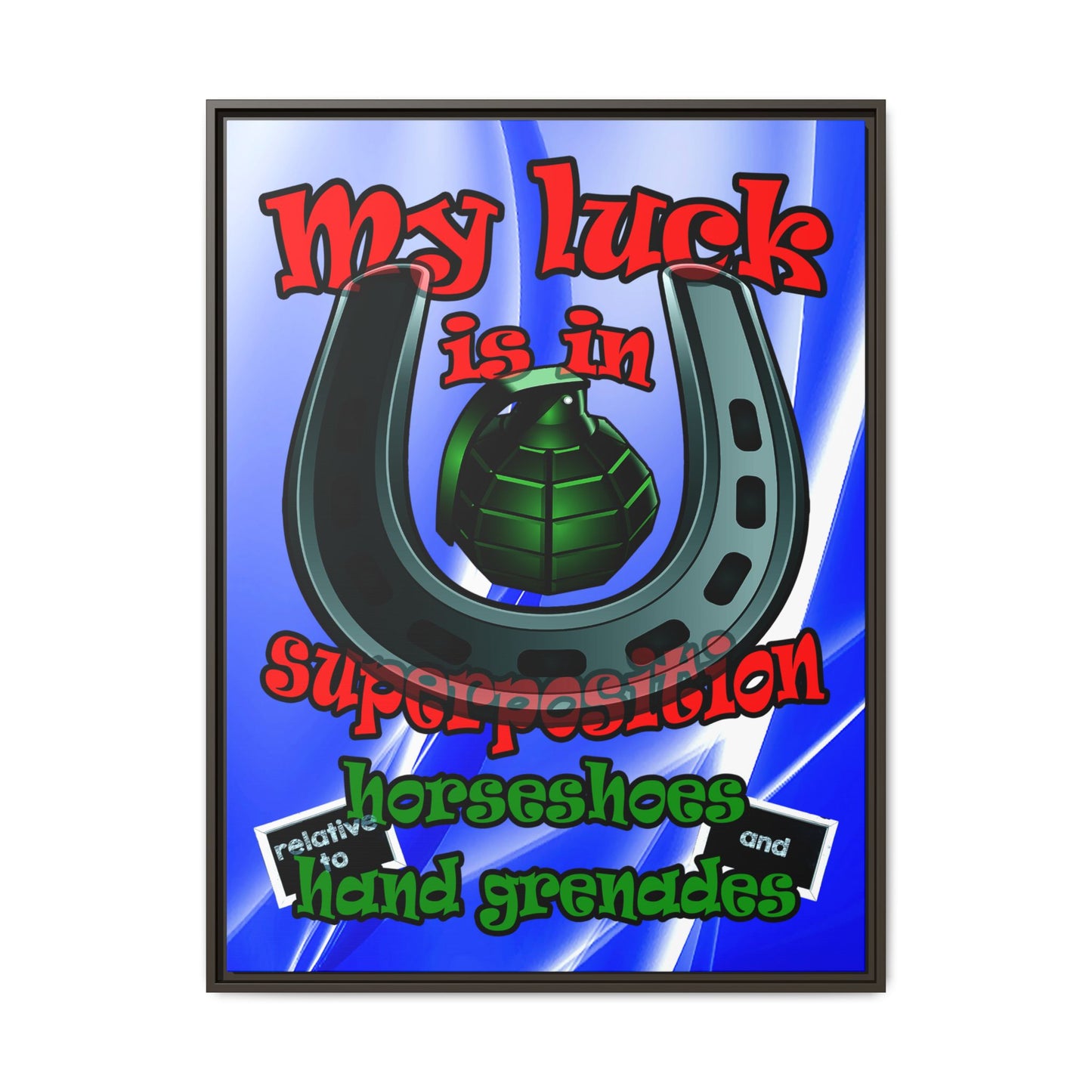 my luck - framed canvas art (blue-white wave)