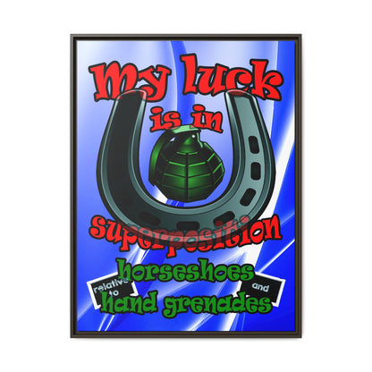 my luck - framed canvas art (blue-white wave)