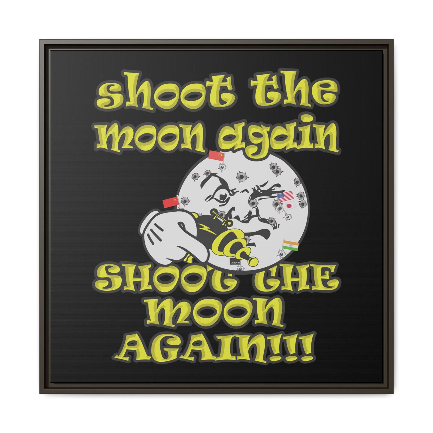 shoot the moon again - framed canvas art (black)