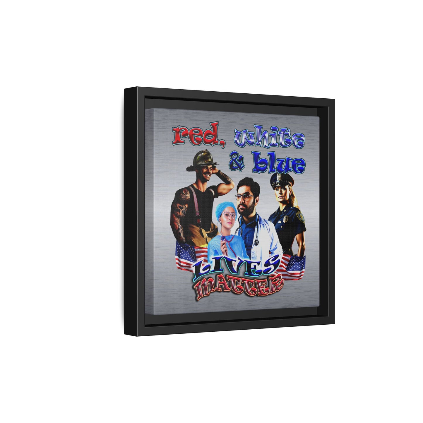 rw&b lives matter - framed canvas art (brushed nickel)