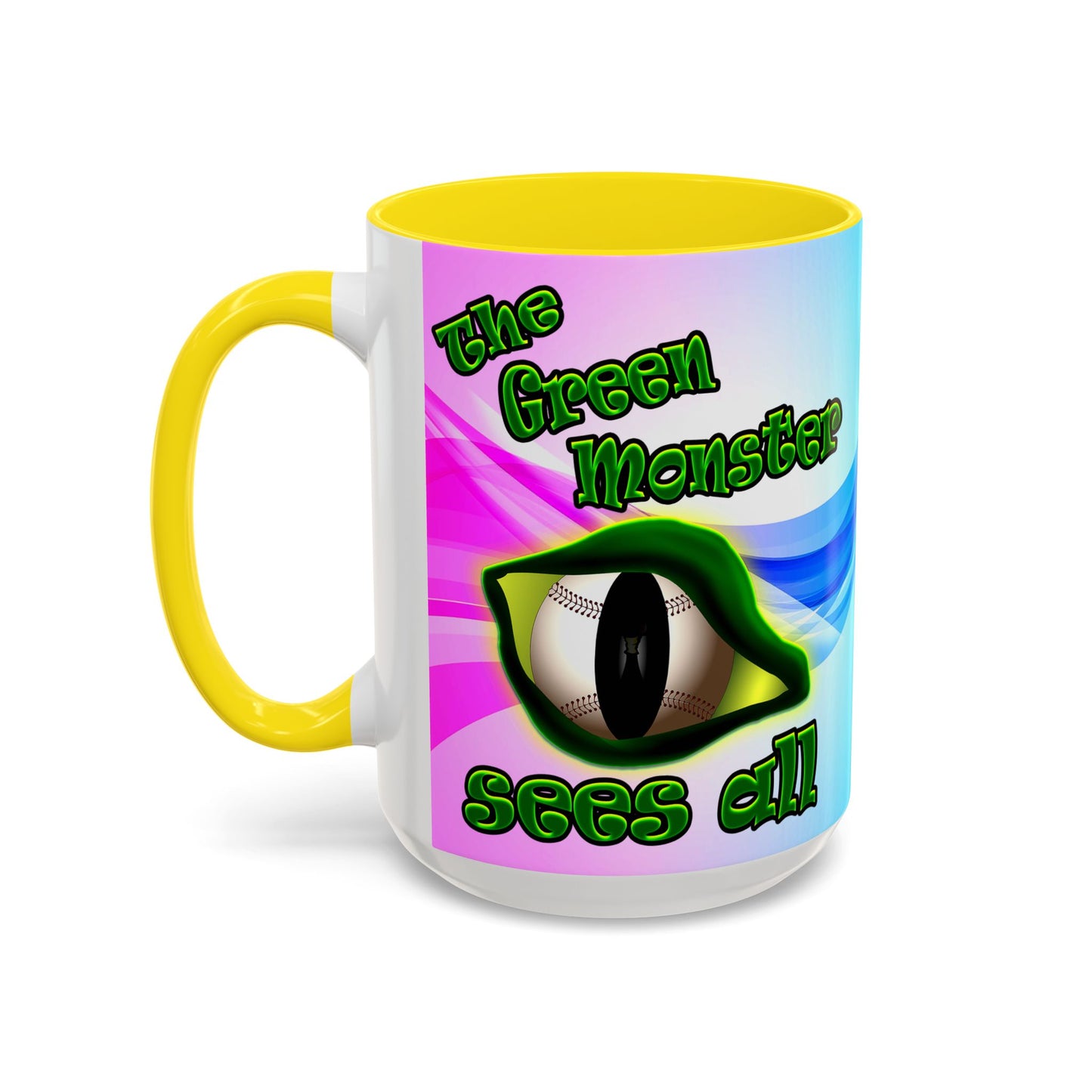 green monster - Accent Mug (light blue-pink wave)