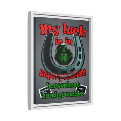 my luck - framed canvas art (grey-light grey)