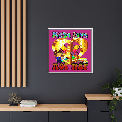 love peace - framed canvas art (pink)