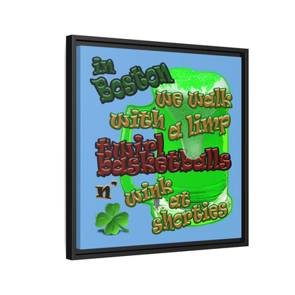 celtics logo - framed canvas art (light blue)