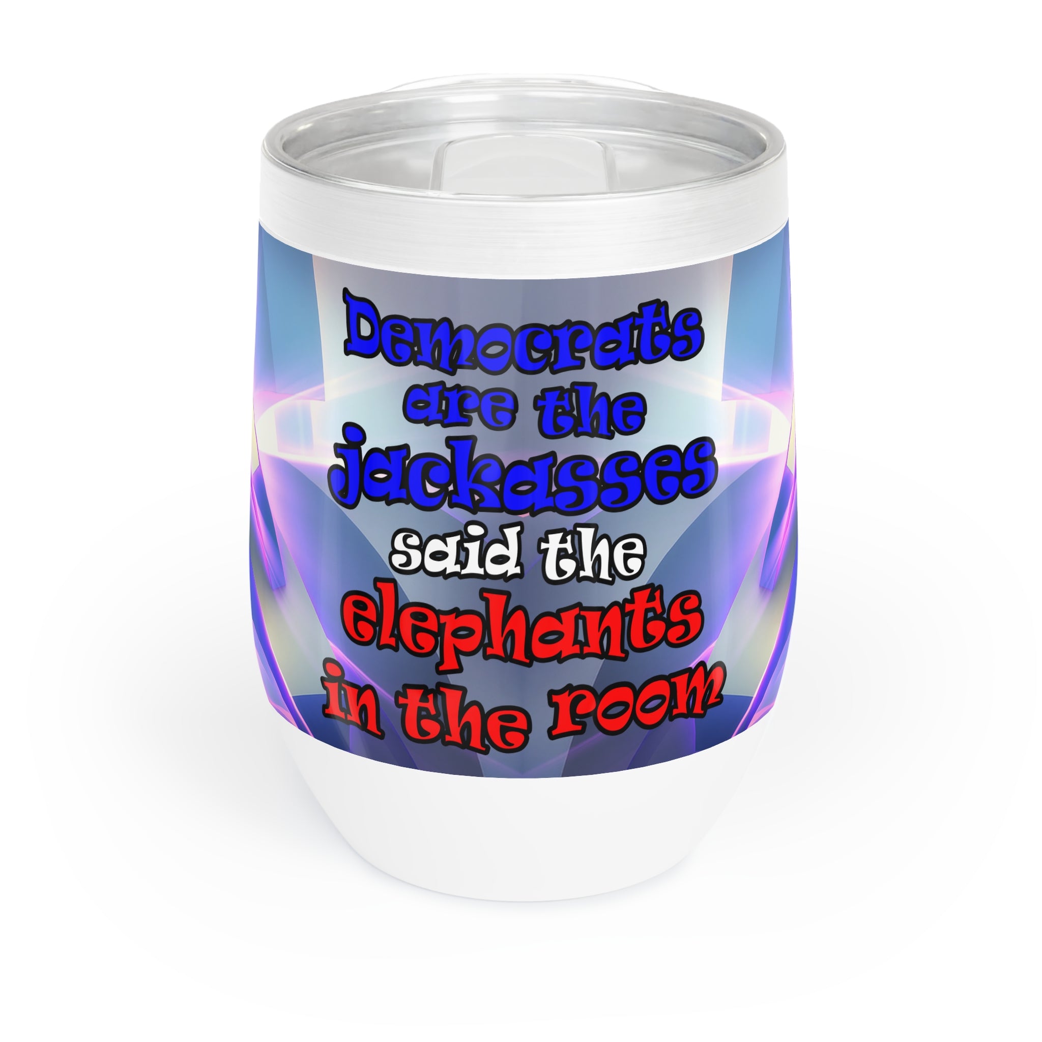 donkeys and elephants - Chill Wine Tumbler (grey-pink wave)