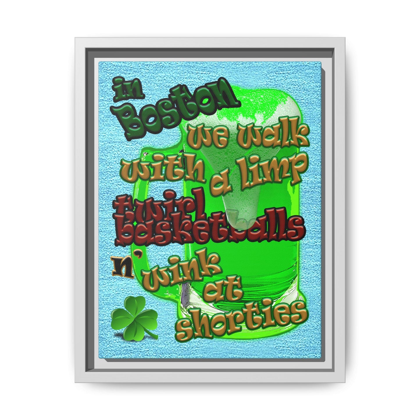 celtics logo - framed canvas art (faded blue)