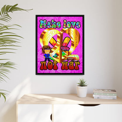 love peace - framed canvas art (pink swirl)