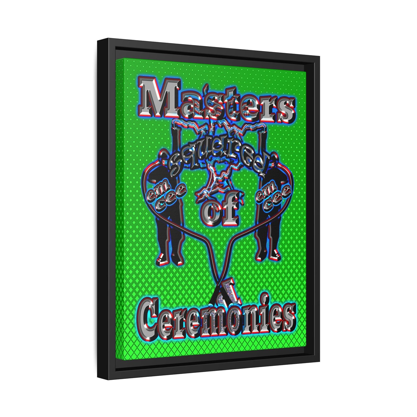 em cee squared - framed canvas art (logo green)