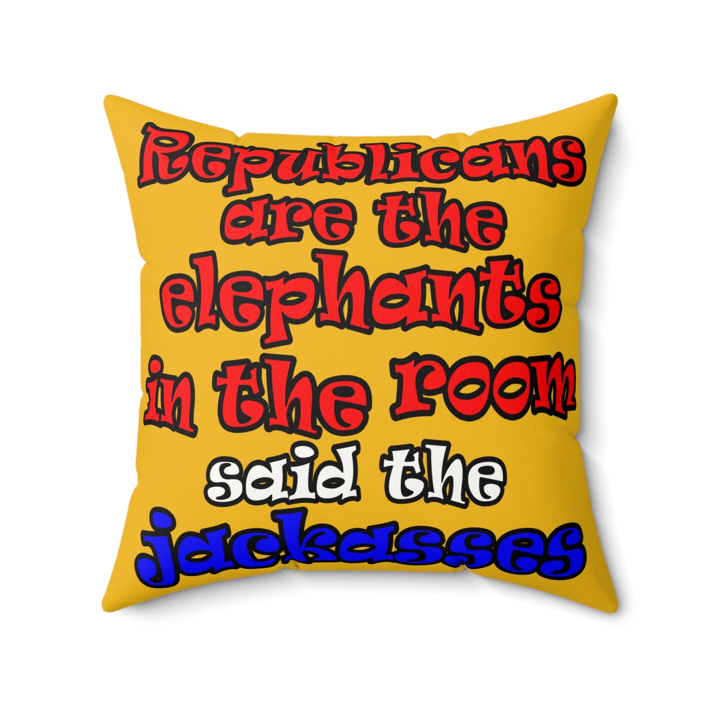 donkeys and elephants - Faux Suede Square Pillow - (yellow)
