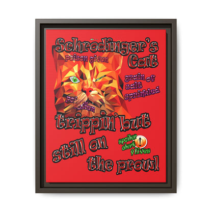 schrodinger's cat - framed canvas art (red)