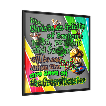 christmas spirits of boston - framed canvas art (rainbow split)