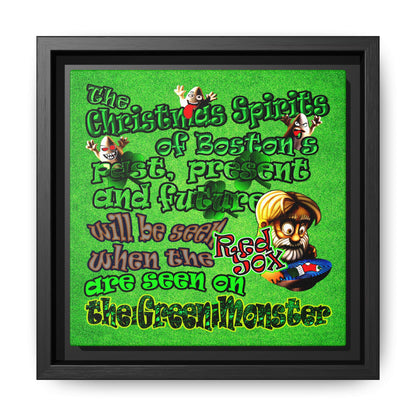 christmas spirits of boston - framed canvas art (green turf)