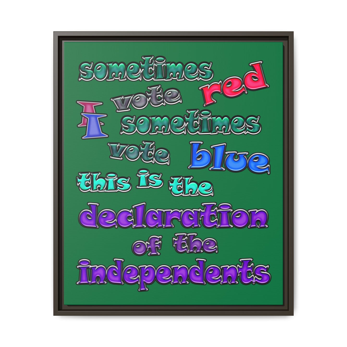 declaration of the independents - framed canvas art (dark green)