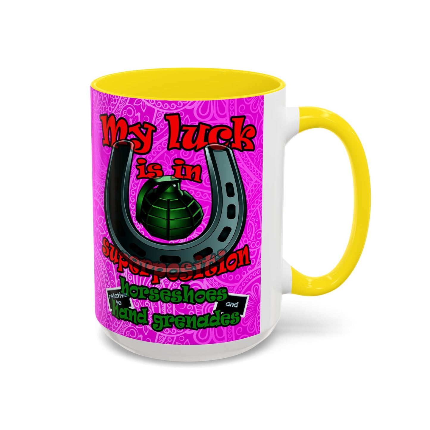 my luck - Accent Mug (pink swirl)