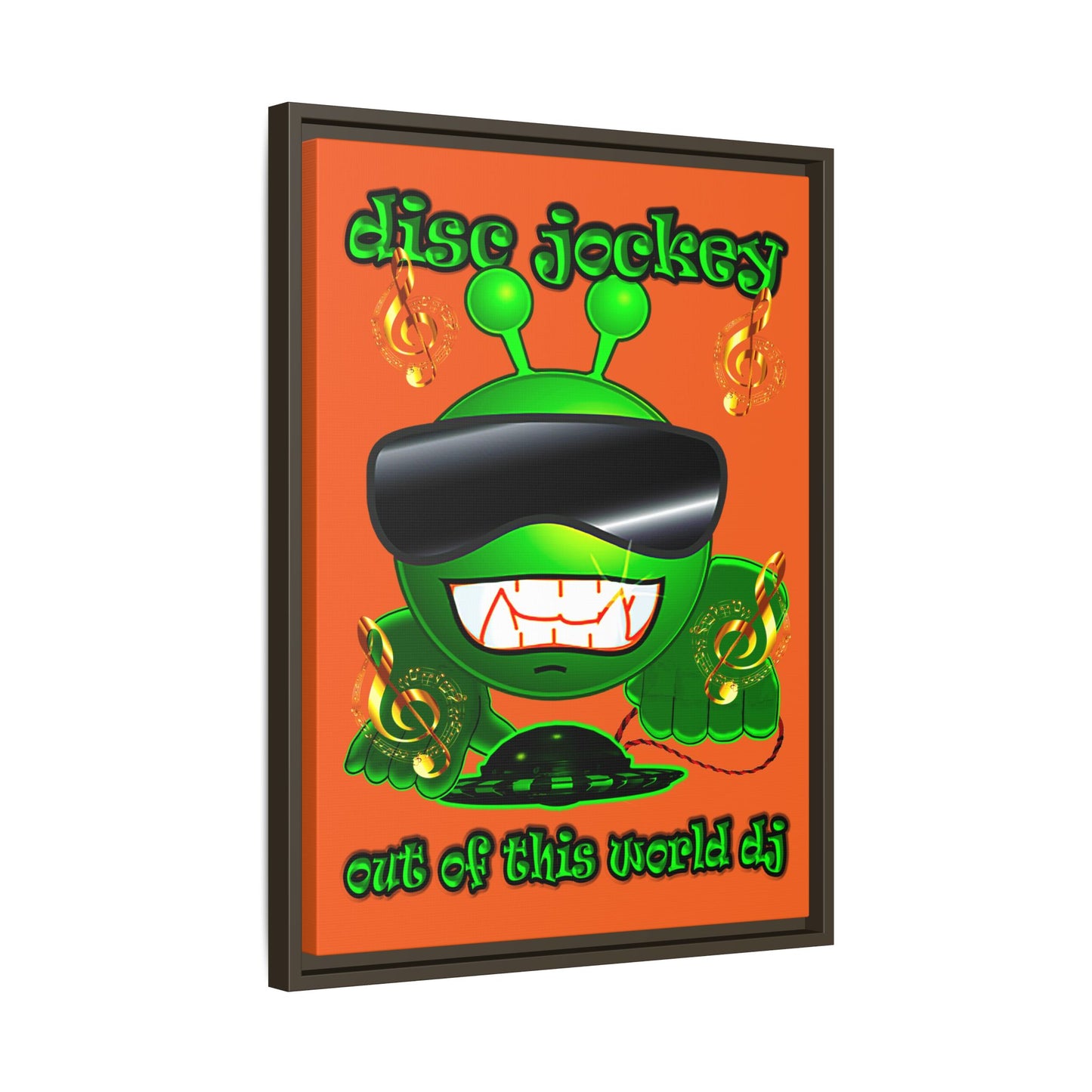 disc jockey - framed canvas art (orange)