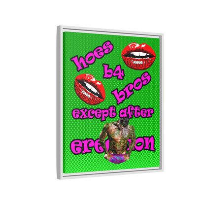hoes b4 bros - framed canvas art (logo green)