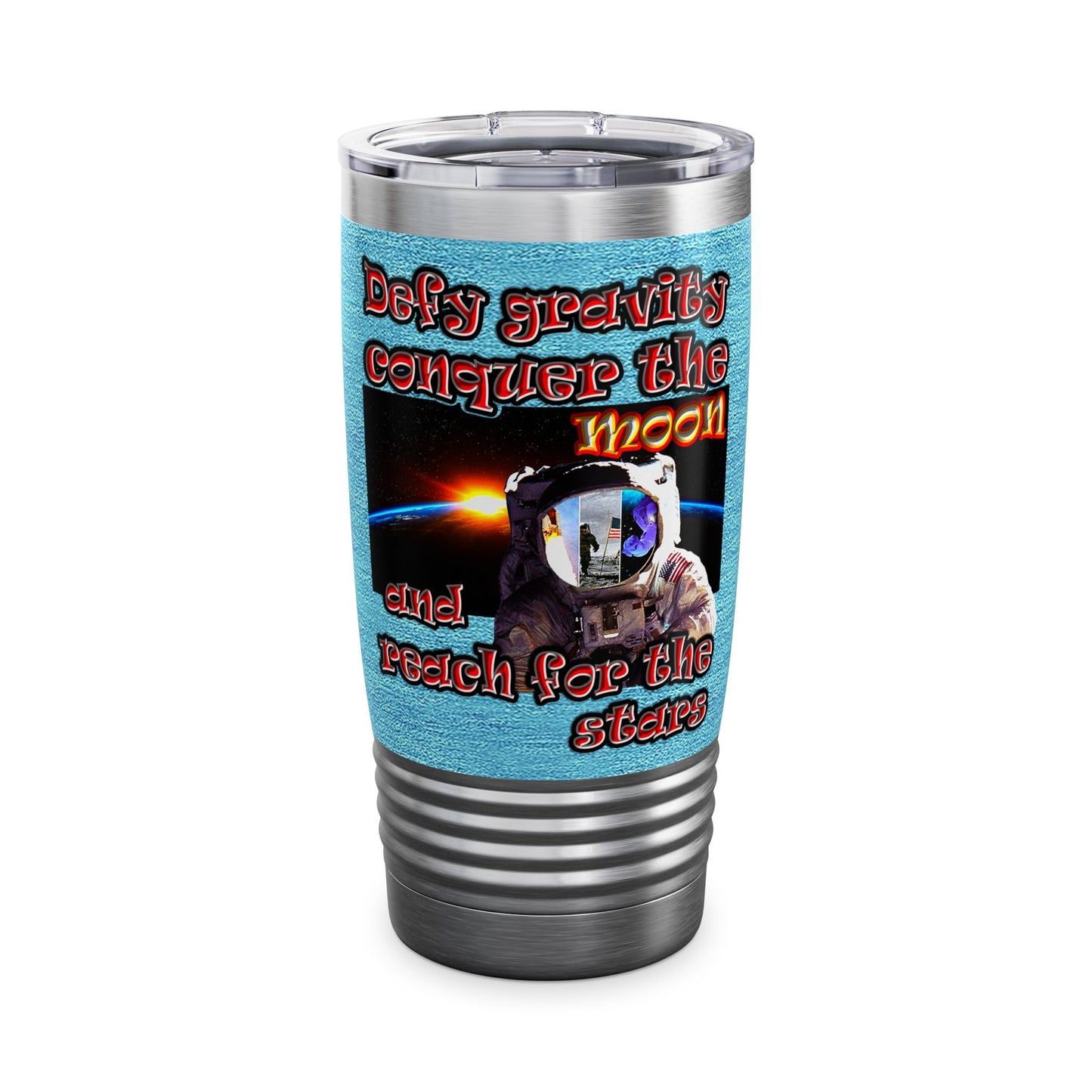 defy conquer reach - Ringneck Tumbler, 20oz (faded blue)