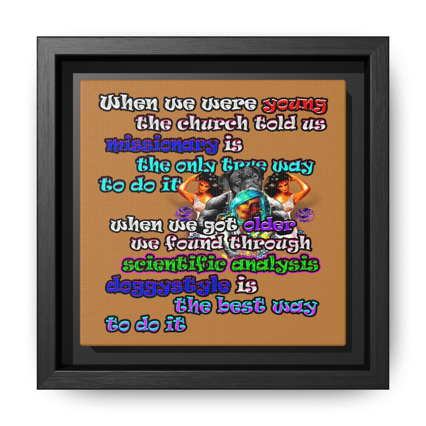 doggystyle - framed canvas art (light brown)