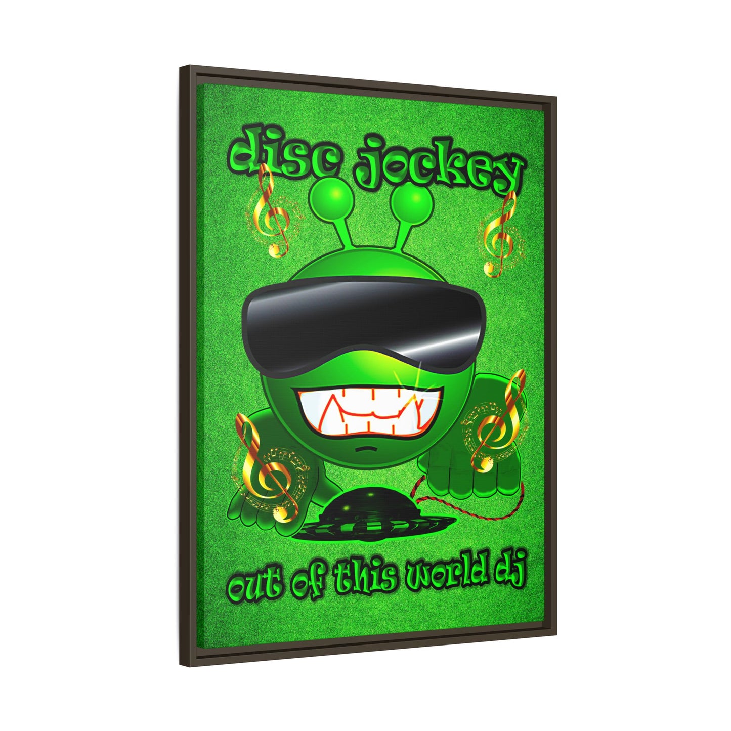 disc jockey - framed canvas art (green turf)