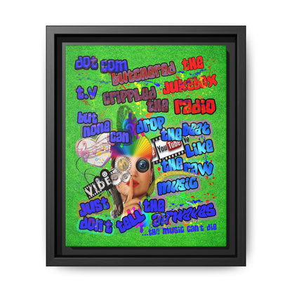 drop the beat - framed canvas art (green turf)