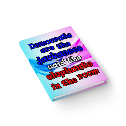 donkeys and elephants - journal-lined (light blue-pink wave)