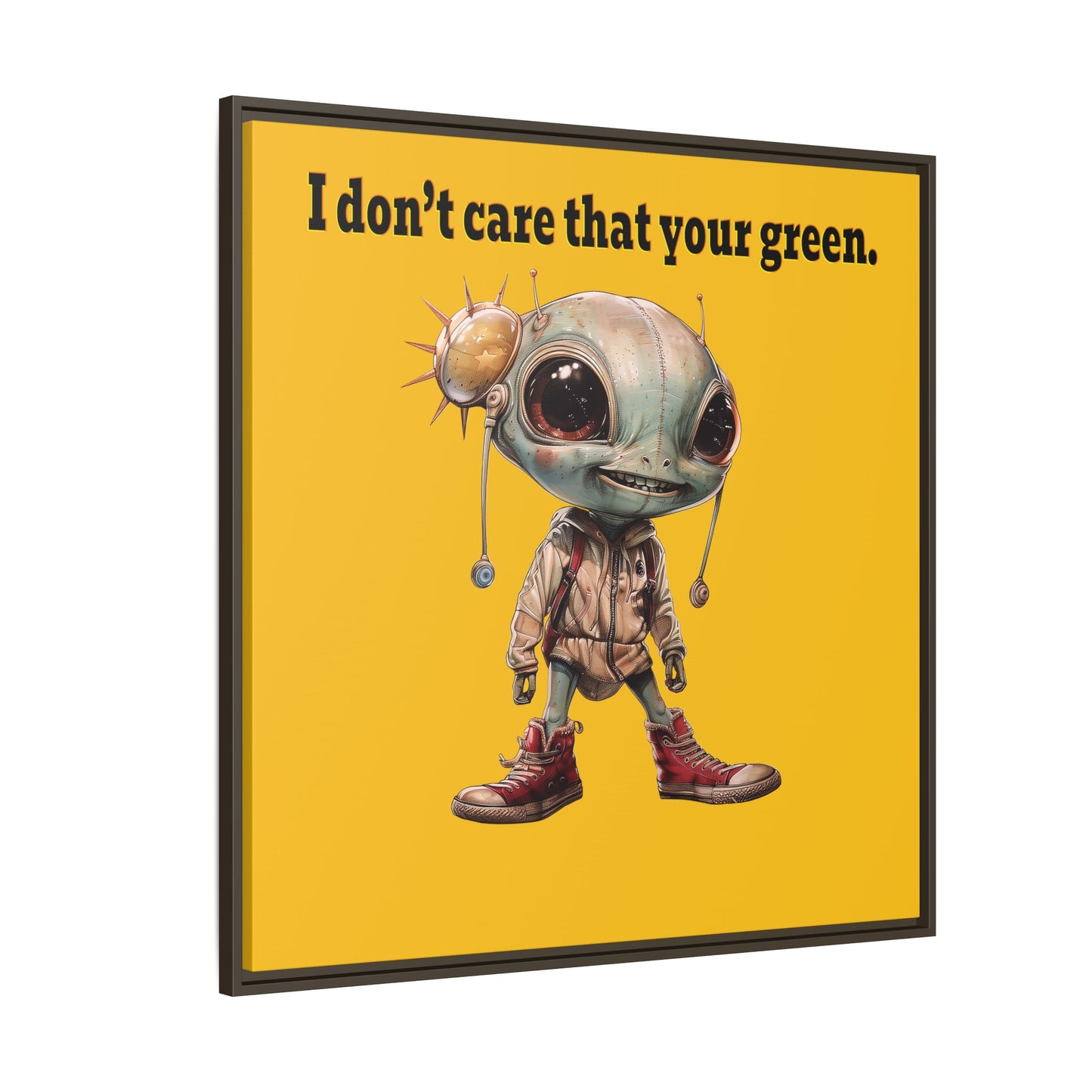 I don't care that your green - framed canvas art (yellow)