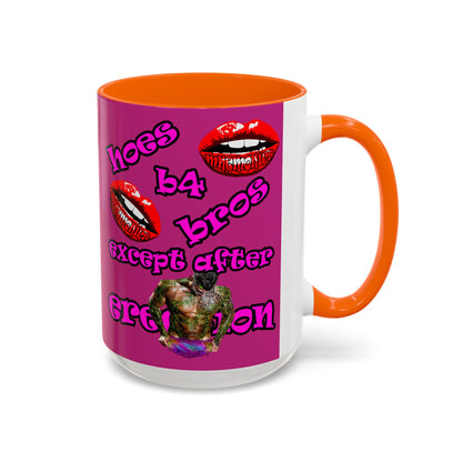 hoes b4 bros - Accent Mug (pink)
