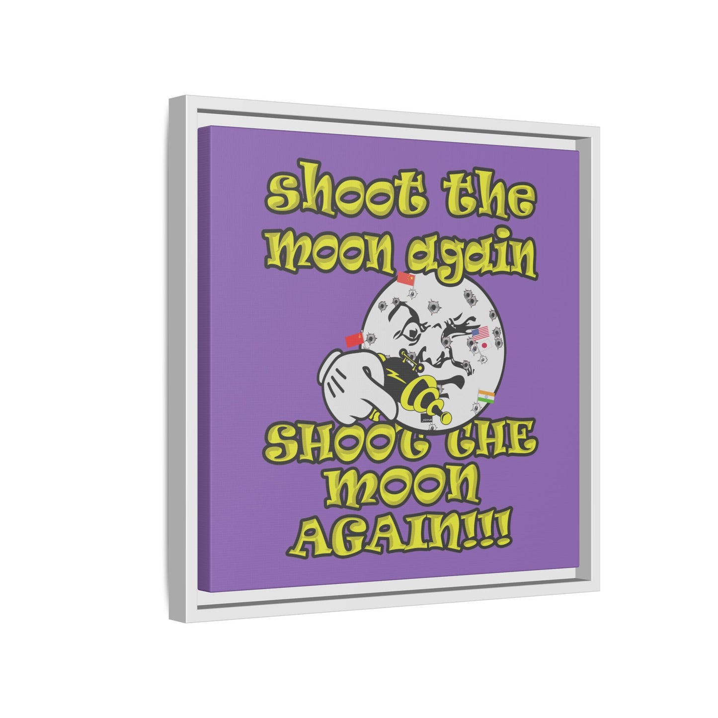shoot the moon again - framed canvas art (light purple)