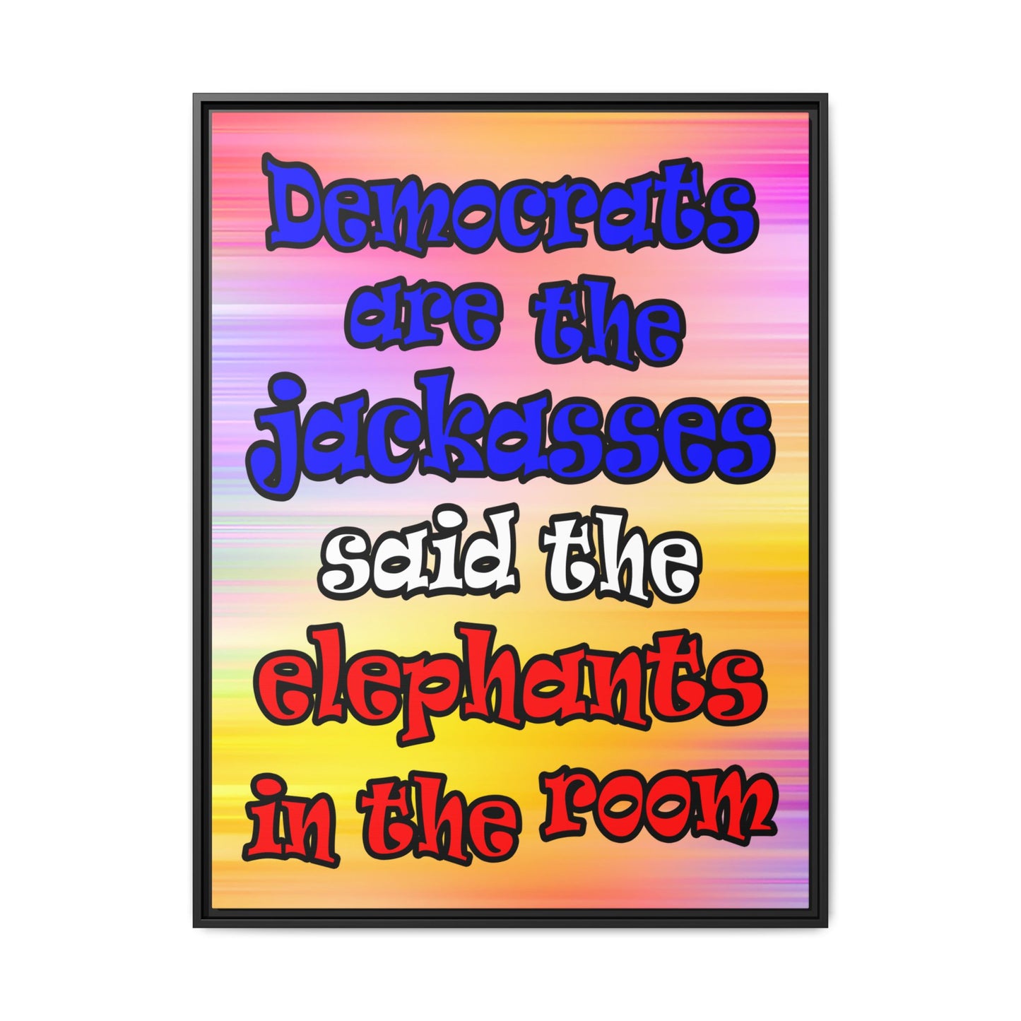 donkeys and elephants - framed canvas art (color blur)