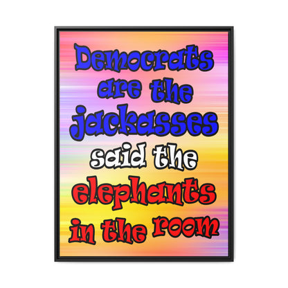 donkeys and elephants - framed canvas art (color blur)