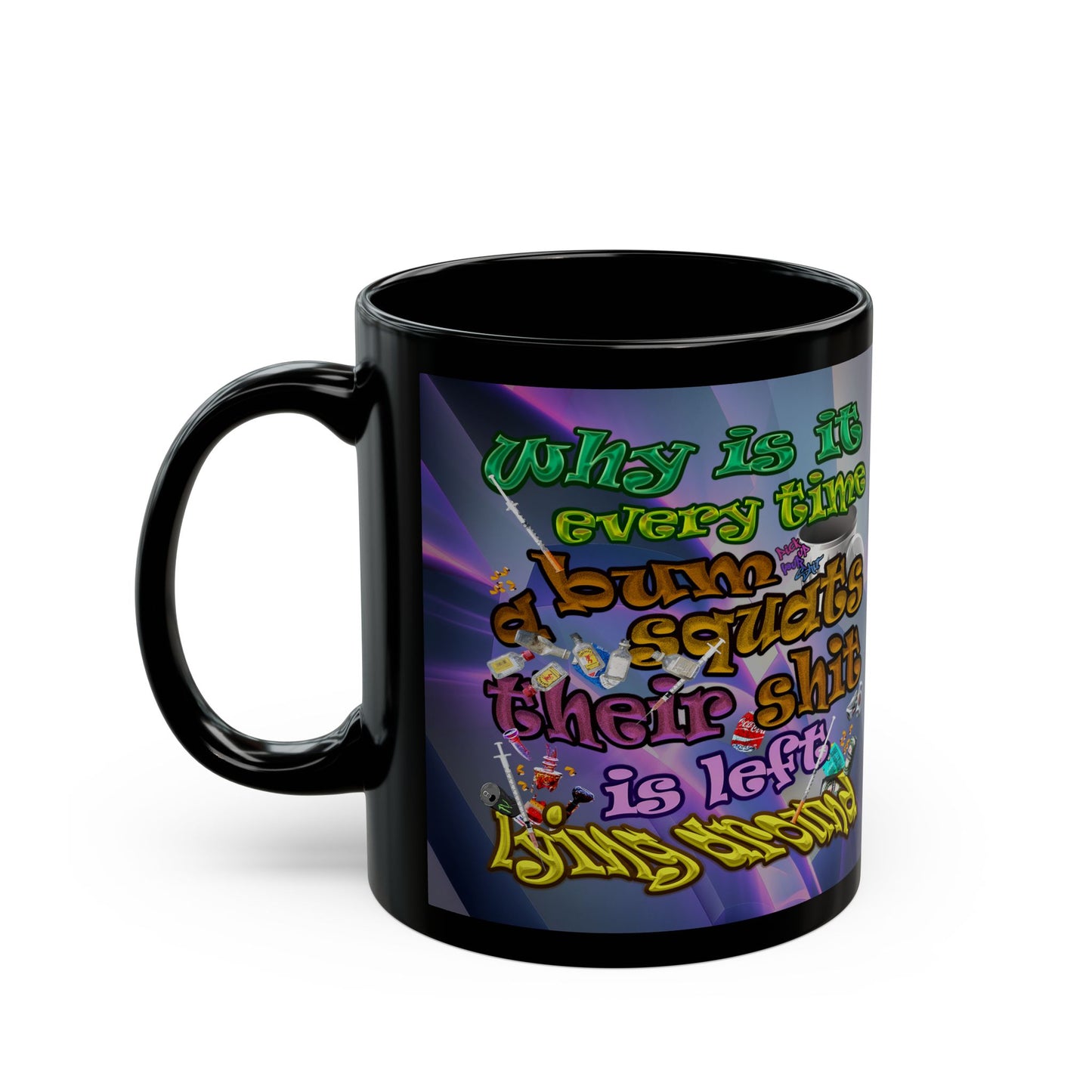 the bum's shit - Black Mug (grey-pink wave)