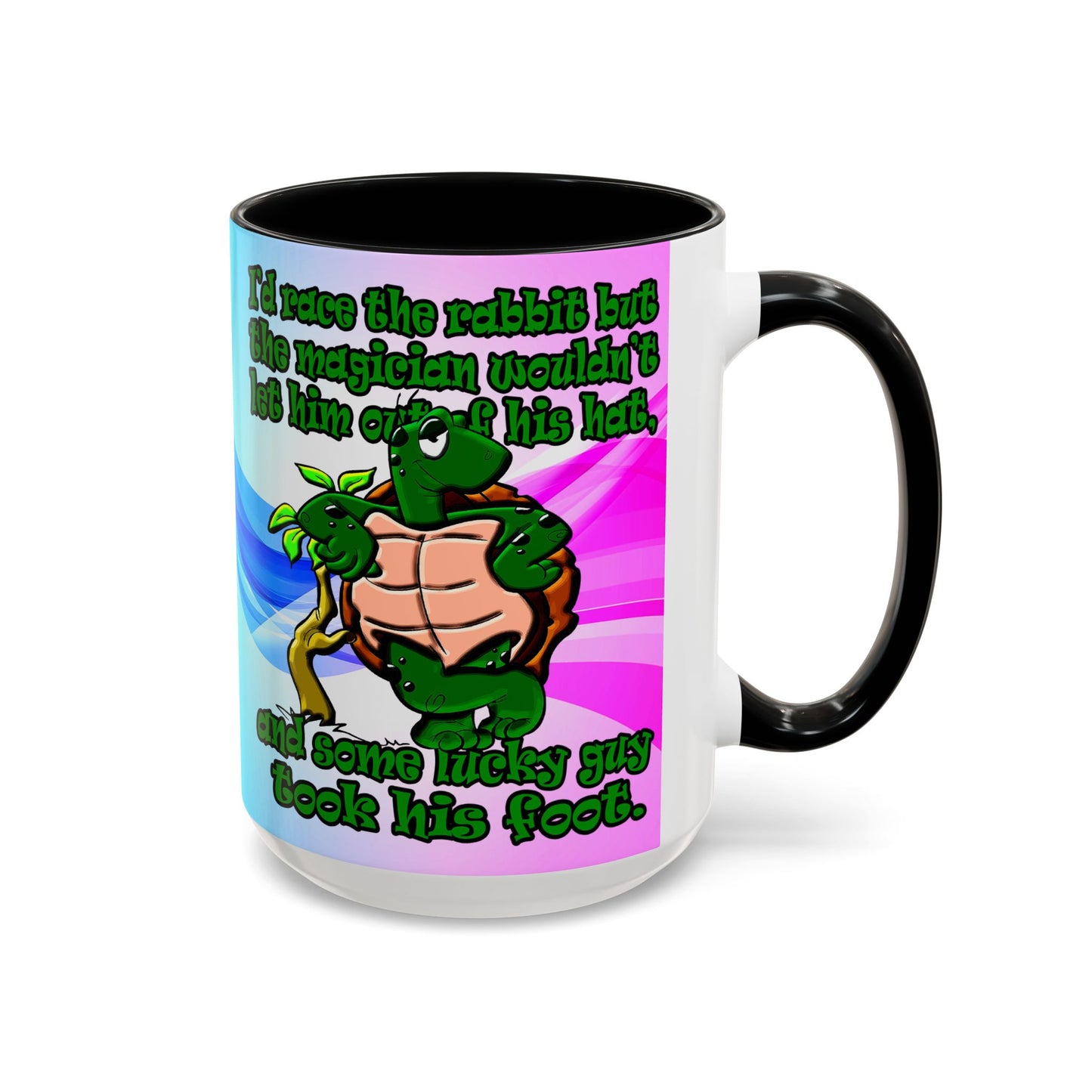 turtle race - Accent Mug (light blue-pink wave)