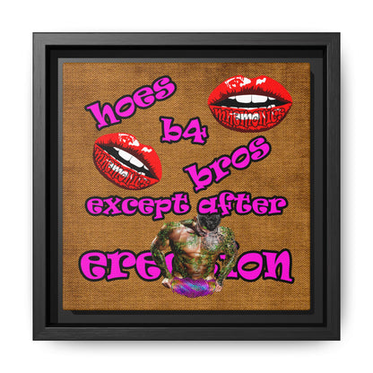 hoes b4 bros - framed canvas art (brown papyrus)