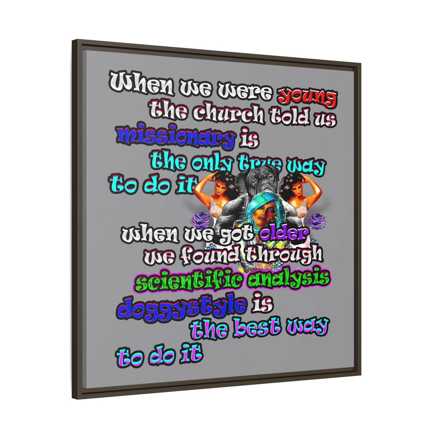 doggystyle - framed canvas art (grey)