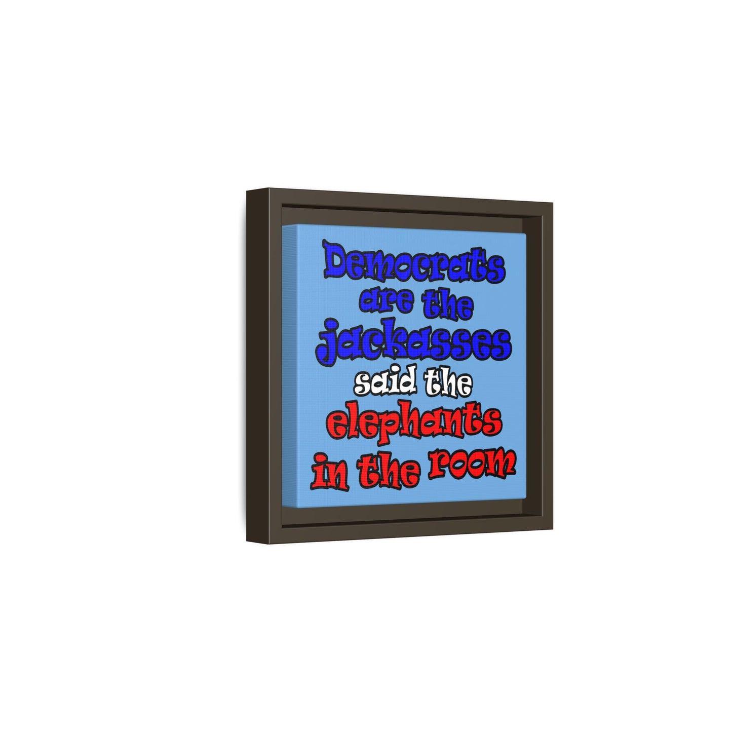 donkeys and elephants - framed canvas art (light blue)