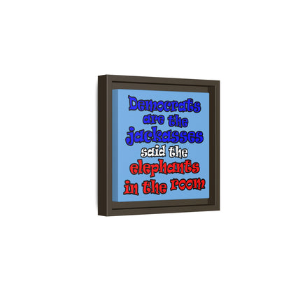 donkeys and elephants - framed canvas art (light blue)