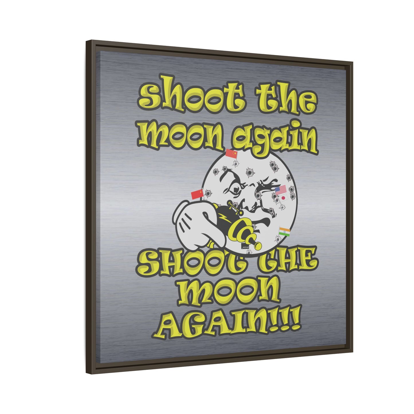 shoot the moon again - framed canvas art (brushed nickel)