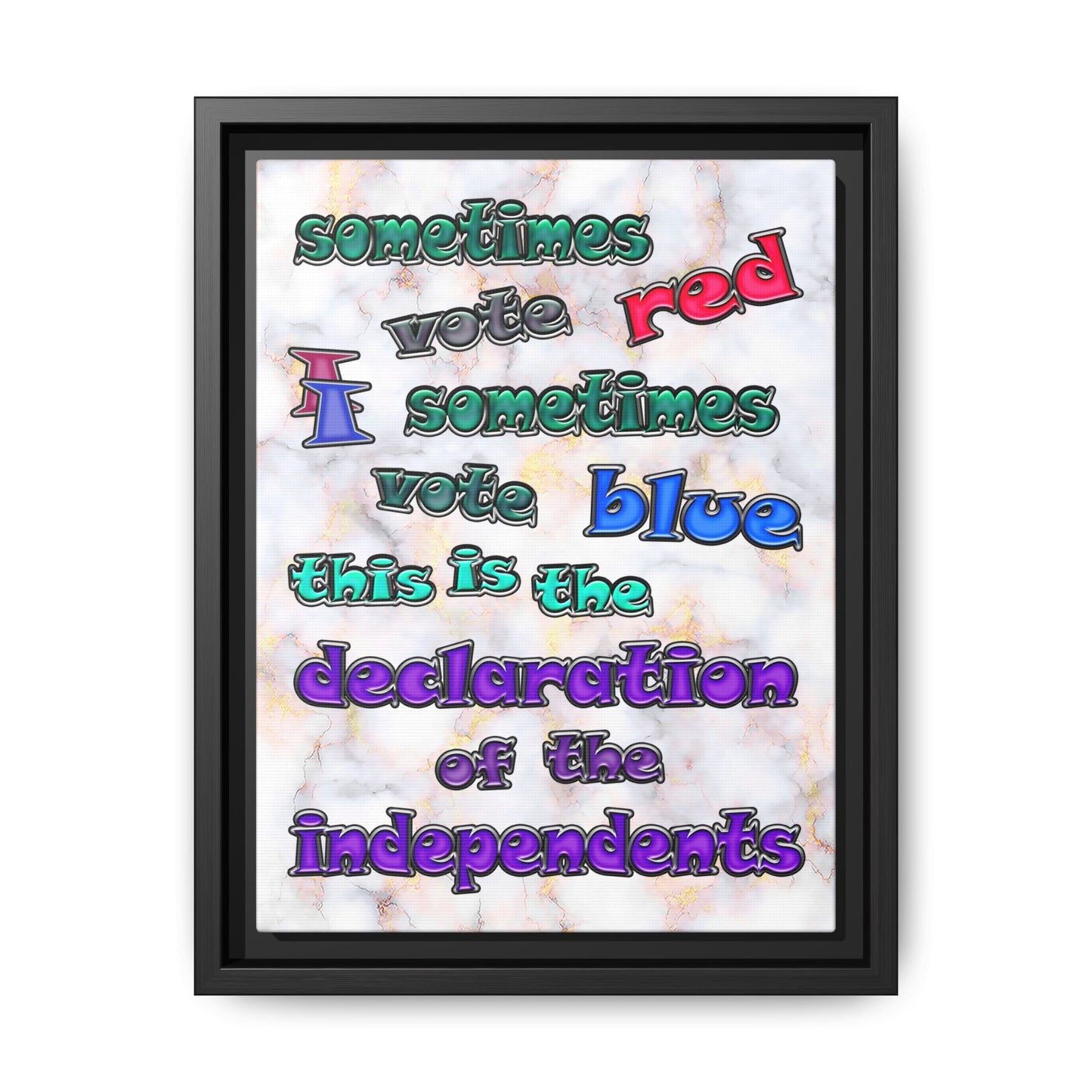 declaration of the independents - framed canvas art (white marble)