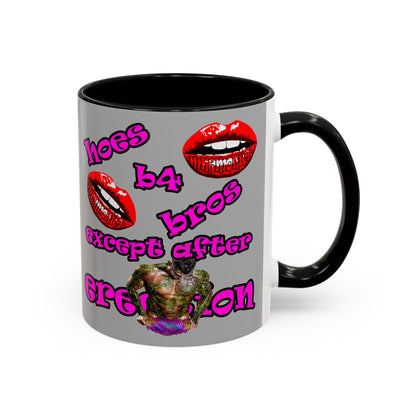 hoes b4 bros - Accent Mug (light grey)